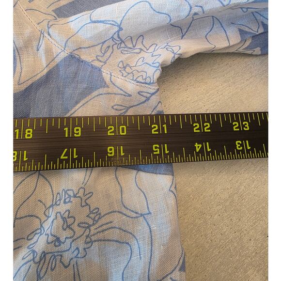 J. Jill Love Linen Women's Floral Blouse Top SZ Small Coastal Lightweight - Picture 5 of 6